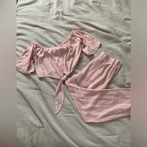 Love Tree Crop Top and Pants Matching Set